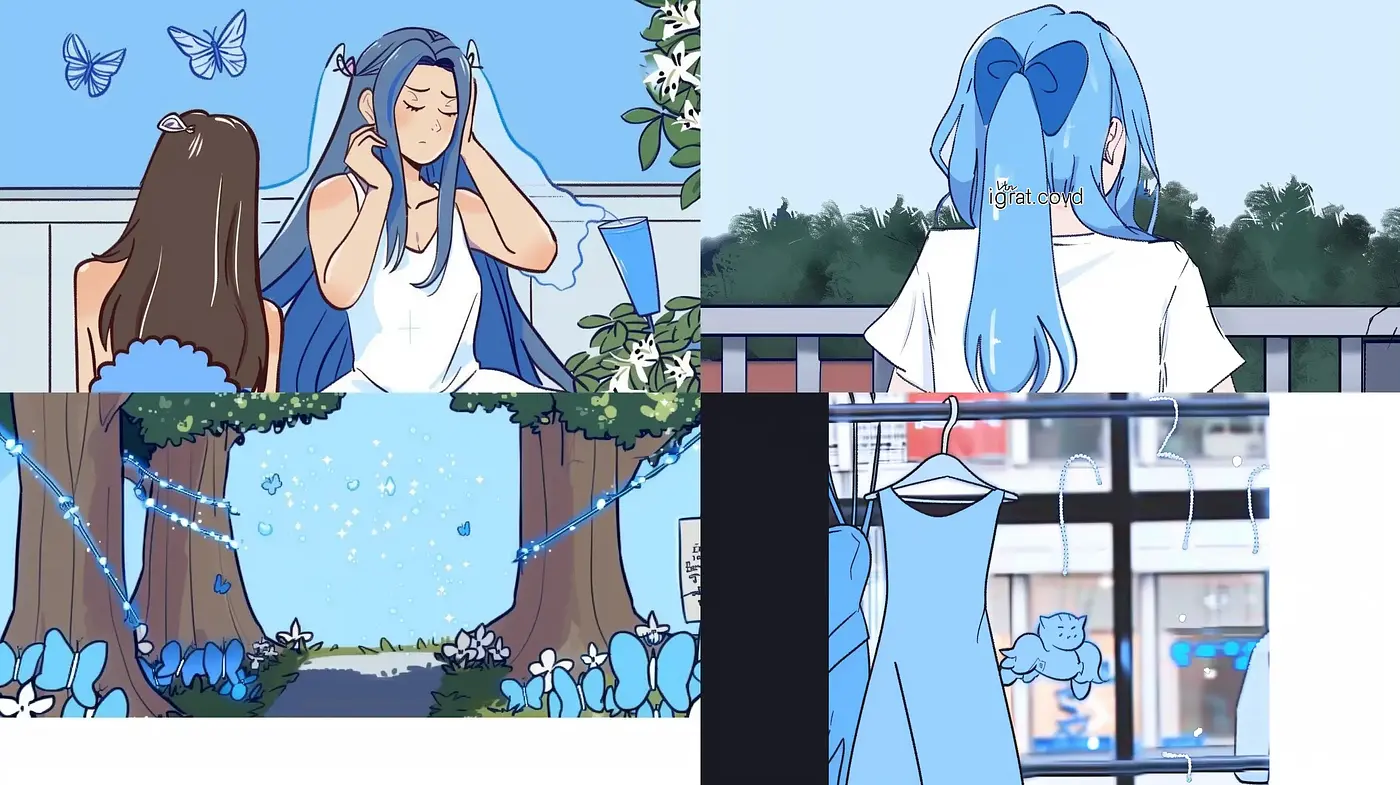 Serene Azure Dreamscape with Anime Essence - Midjourney sref style