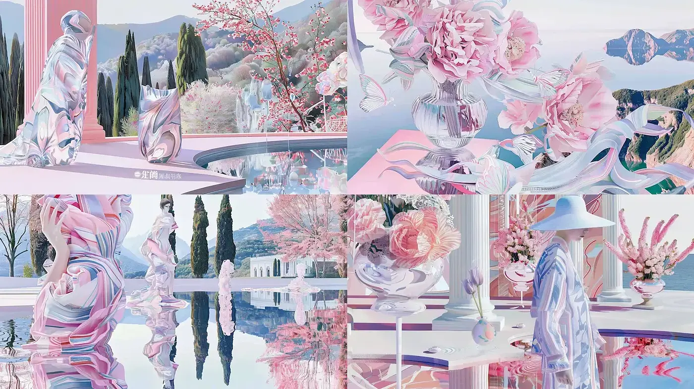 Dreamlike pastel landscapes with a surreal twist - Midjourney sref style