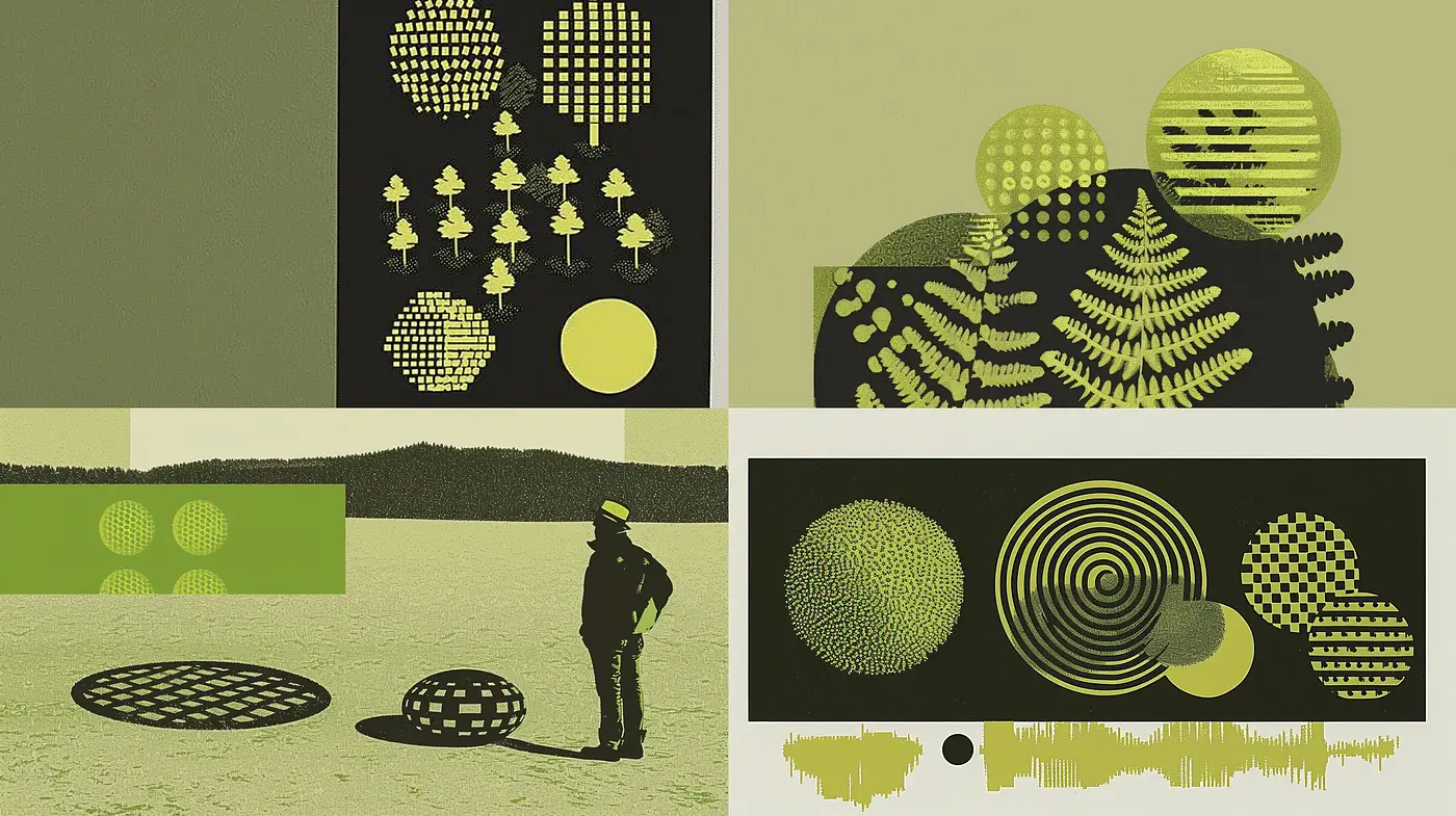 Abstract Geometric Harmony in Olive and Black - Midjourney sref style