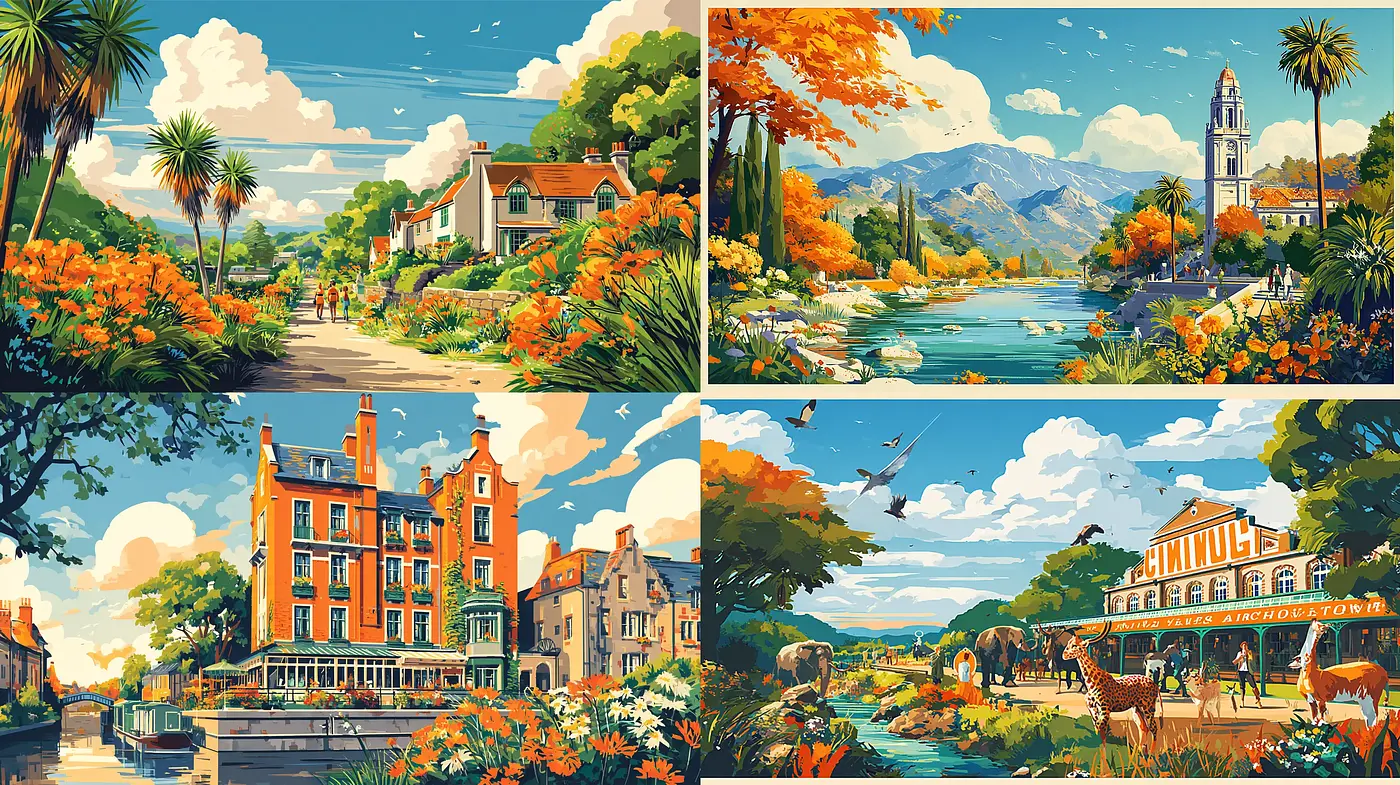 Vibrant Landscapes with a Whimsical Charm - Midjourney sref style