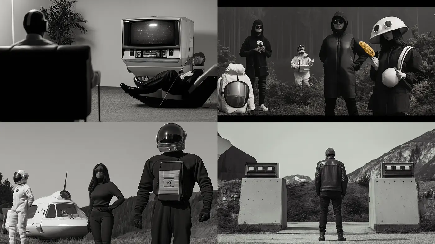 Monochrome Futurism with a Retro Sci-Fi Edge - Midjourney sref style