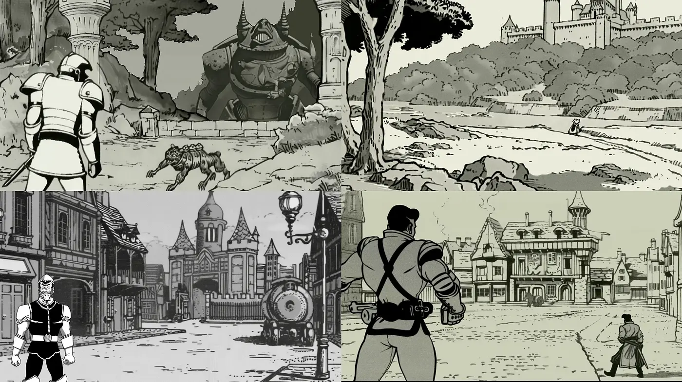Monochromatic Tales of Chivalry and Mysticism - Midjourney sref style