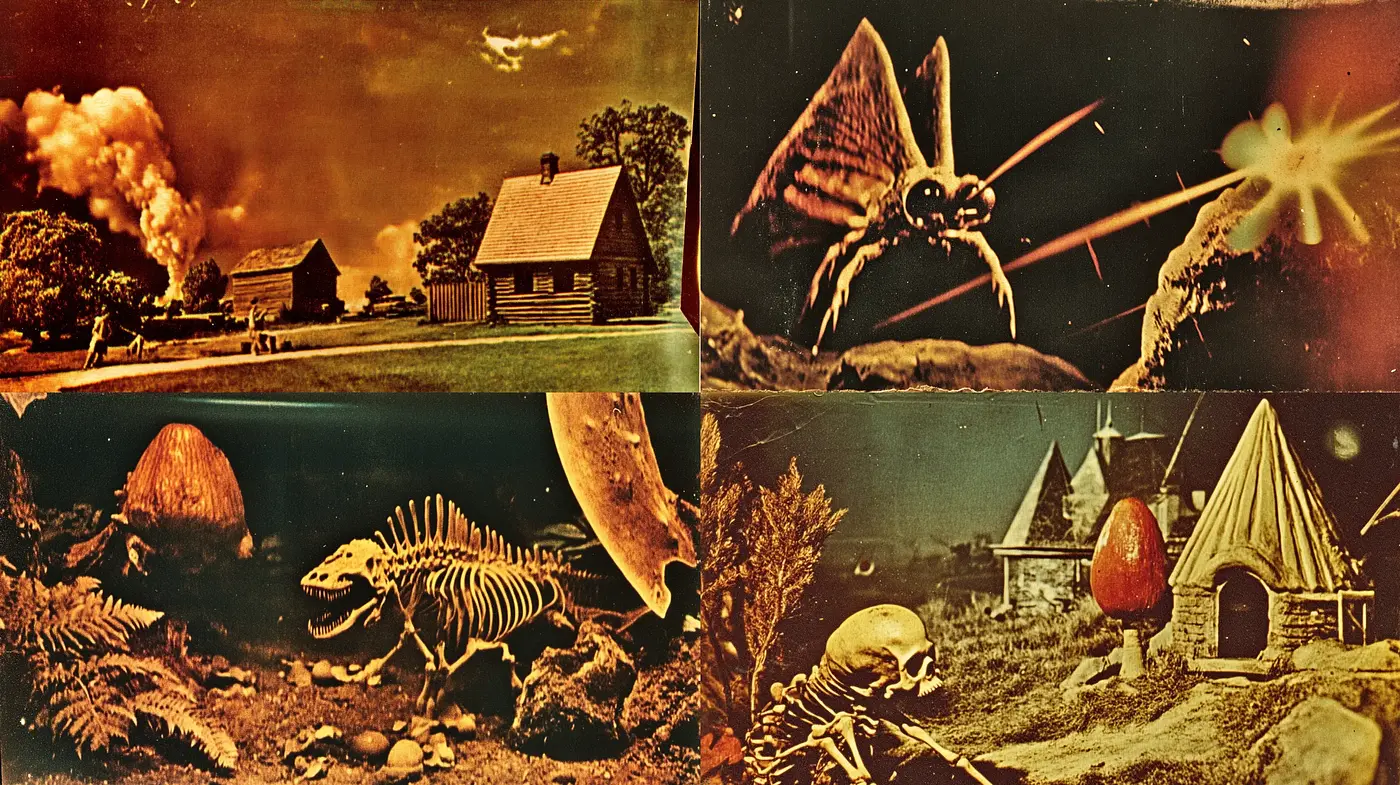 Surreal Visions in Sepia: A Homage to Vintage Sci-Fi Fantasy - Midjourney sref style