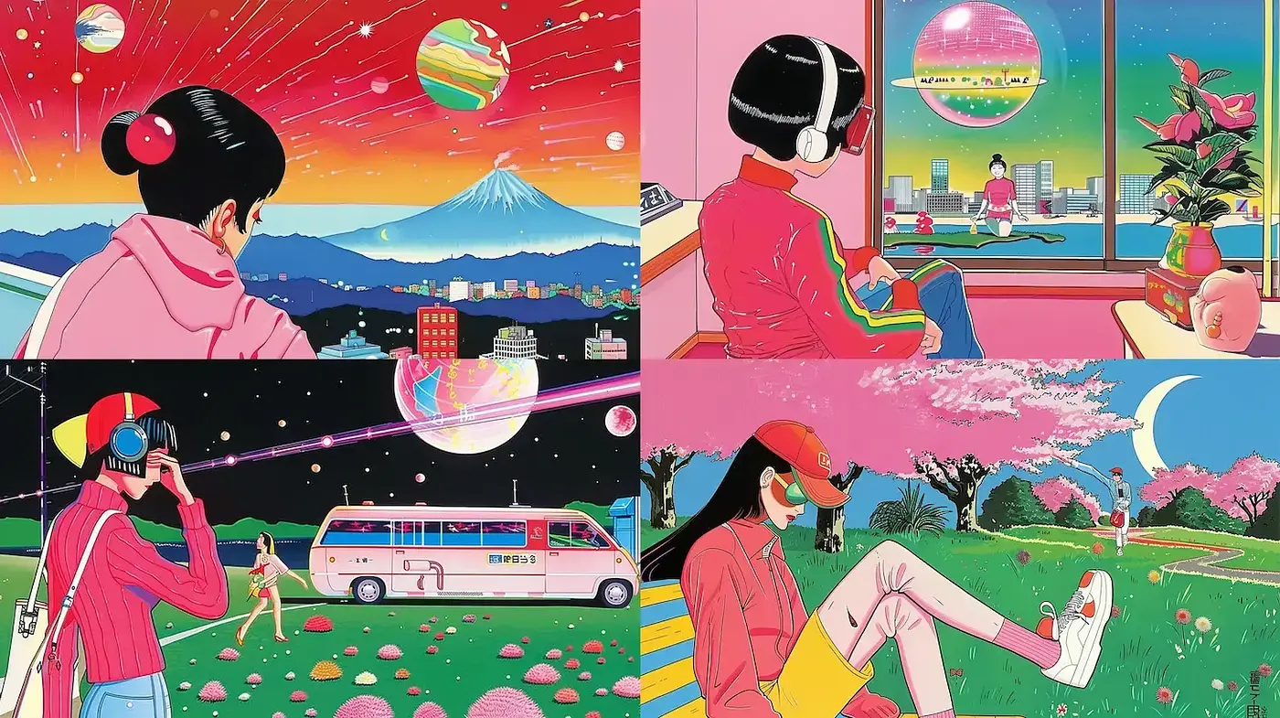Retrofuturistic Dreamscape: A Vibrant Journey Through Nostalgic Visions - Midjourney sref style