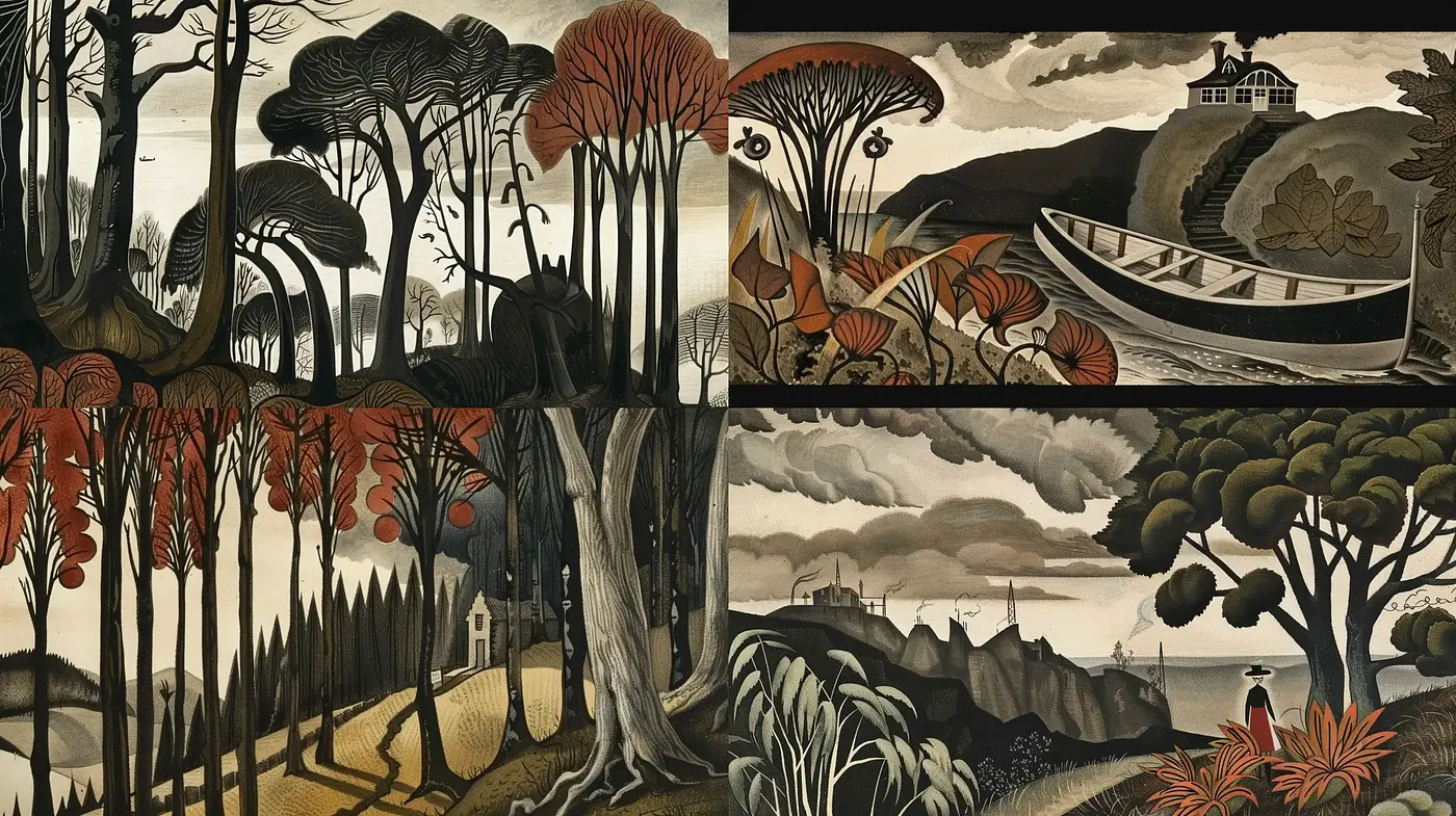 Timeless Monochrome Botanicals in Art Deco Essence - Midjourney sref style