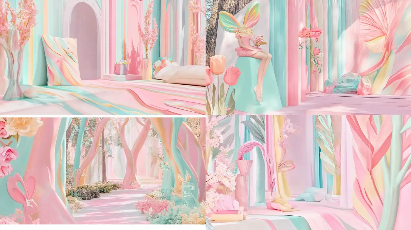 Enchanted Pastel Dreamscape with Whimsical Overtones - Midjourney sref style