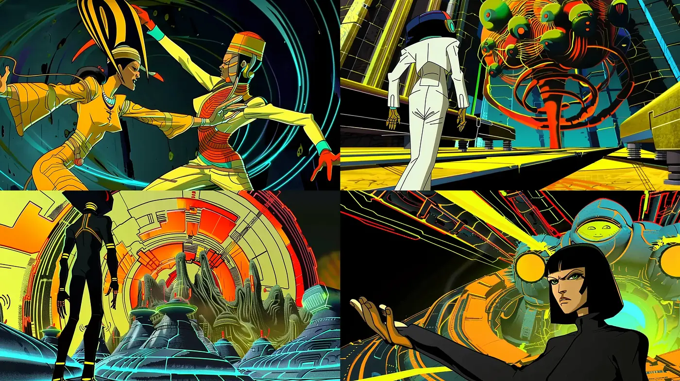 Futuristic Neo-Noir Comic Book Aesthetic - Midjourney sref style