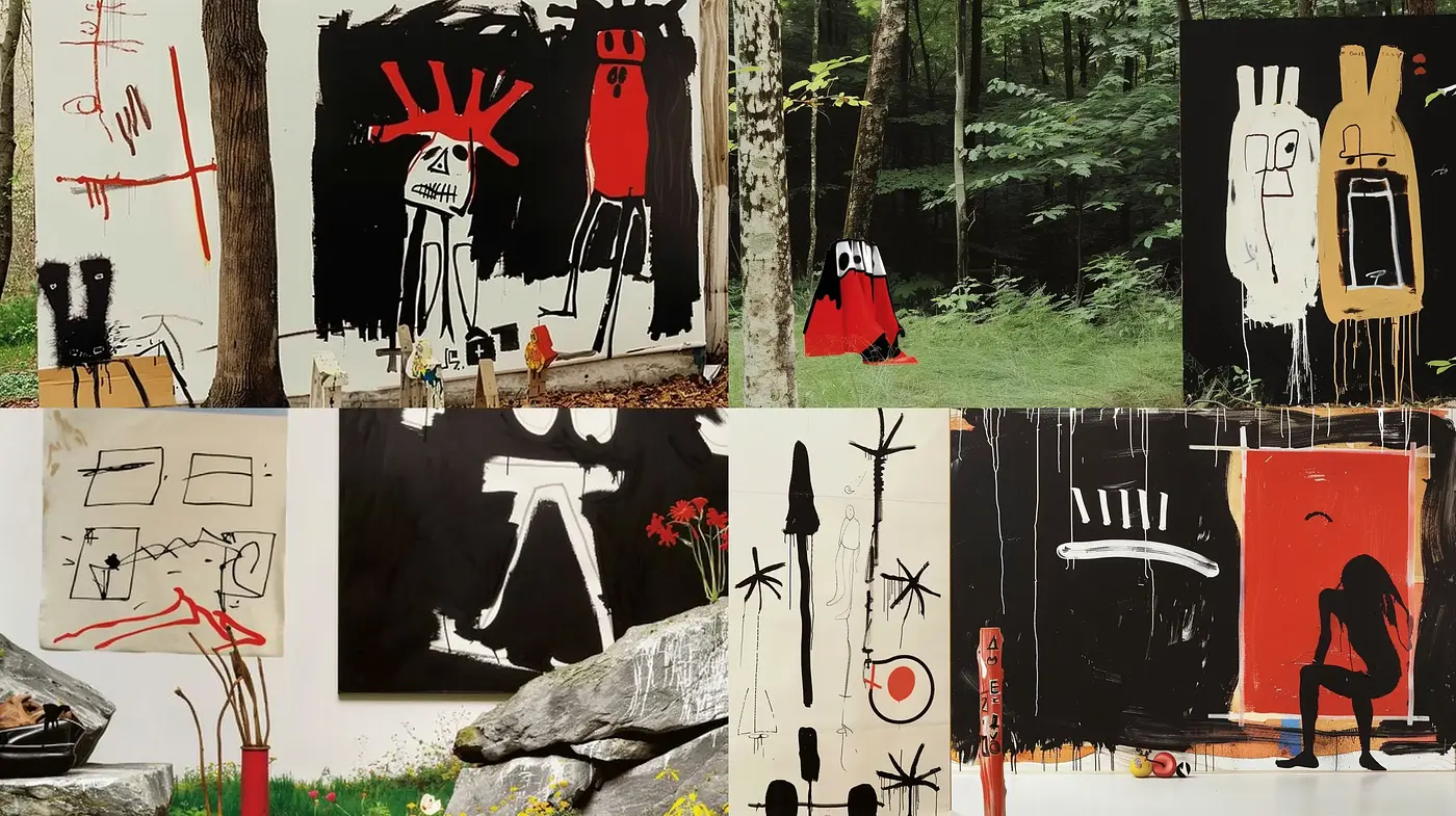 Rustic Contemporary Artistry with Abstract Expressionist Undertones - Midjourney sref style