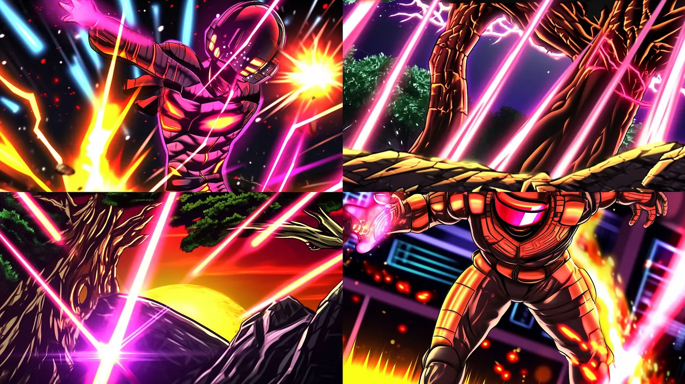 Vibrant Luminescence and Energetic Strokes in Dynamic Illustration - Midjourney sref style