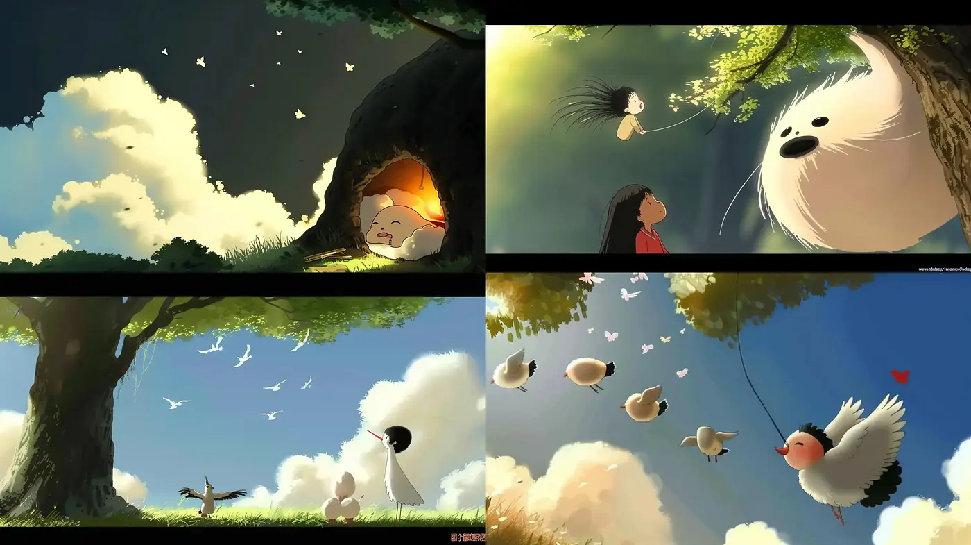 Whimsical Nature and Serenity in Idyllic Animation - Midjourney sref style