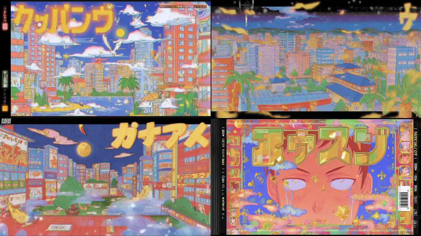 Vibrant and Whimsical Urban Landscapes with Nostalgic Overtones - Midjourney sref style