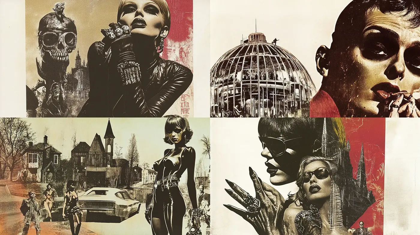 Decadent Retrofuturism with Gothic Overtones - Midjourney sref style