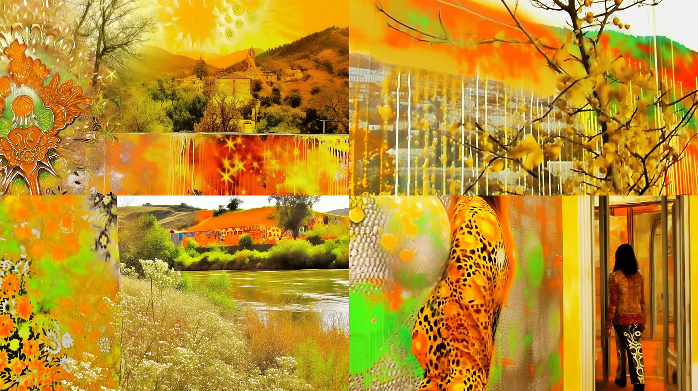 Sun-drenched Expressionist Dreamscape: A Vivid Fusion of Nature and Emotion - Midjourney sref style