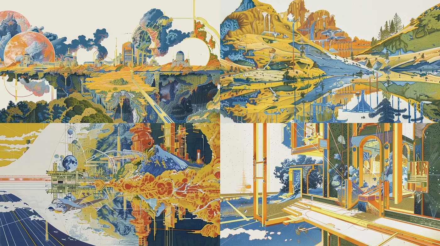 Futuristic Ukiyo-e Tapestry: A Blend of Digital and Traditional Artistry - Midjourney sref style