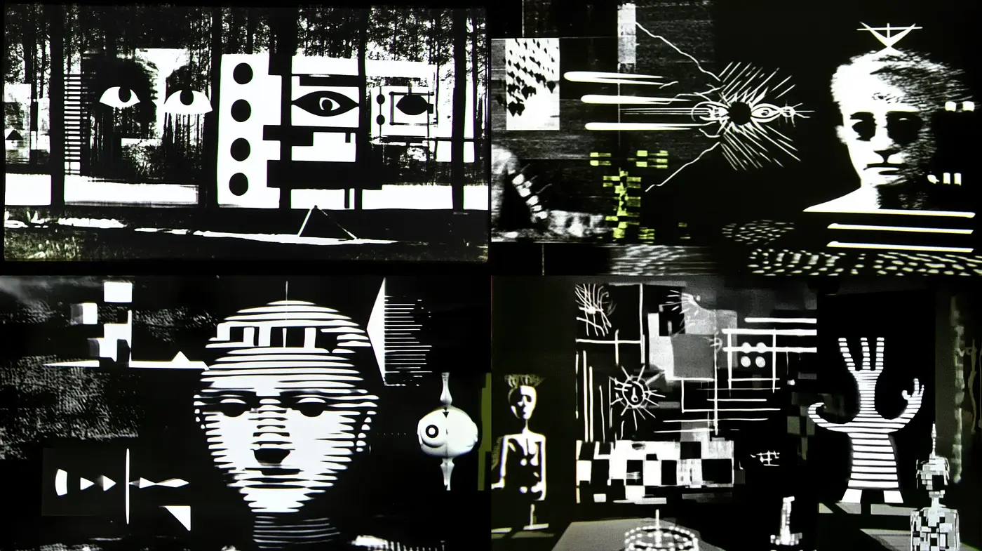 Stark Dichromatic Abstractions: A Study in Contrast and Modernist Forms - Midjourney sref style