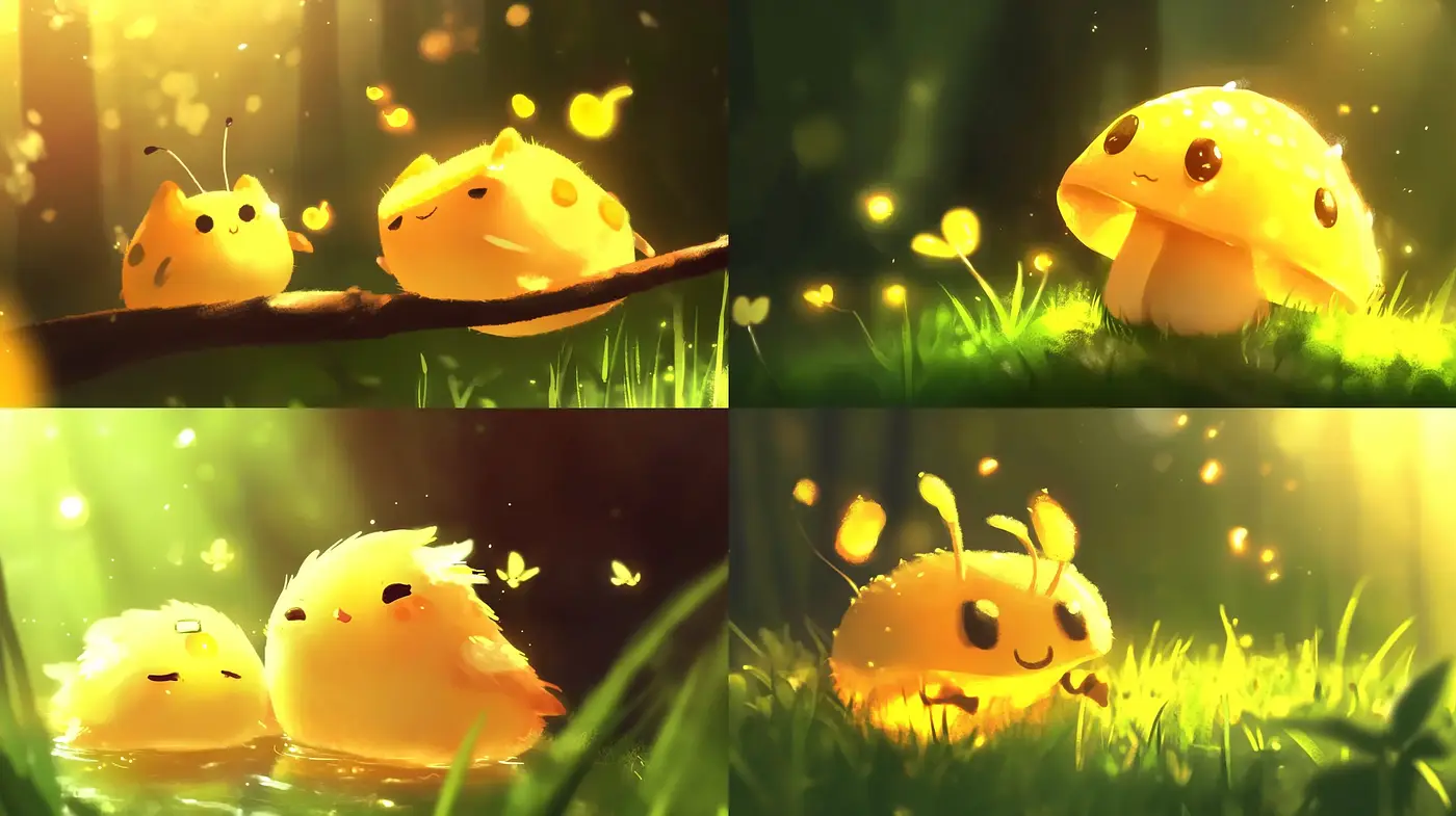 Enchanted Forest Glow: A Consistent Fusion of Warm Tones and Whimsical Illustration - Midjourney sref style