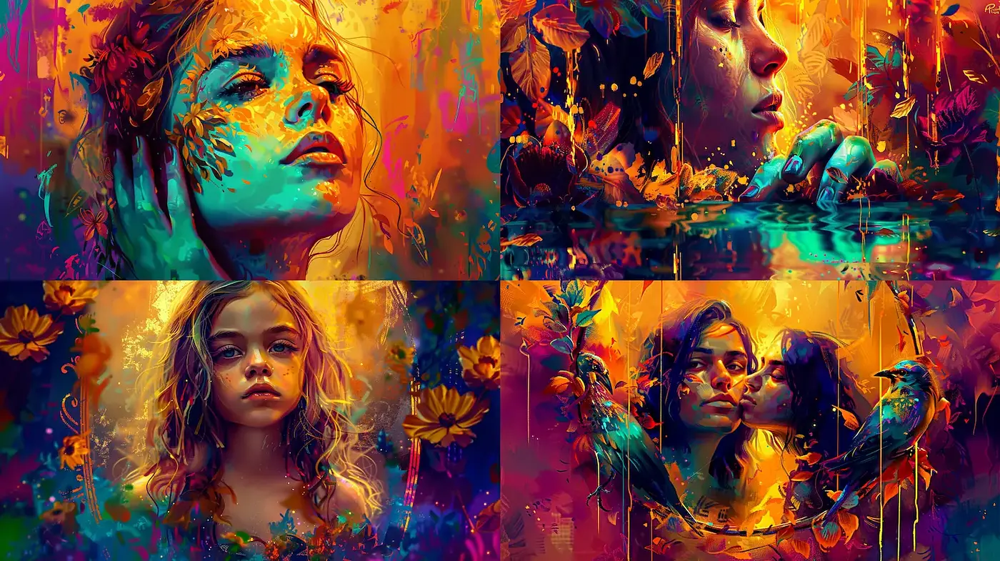 Vibrant and Ethereal Portraits Infused with Nature - Midjourney sref style