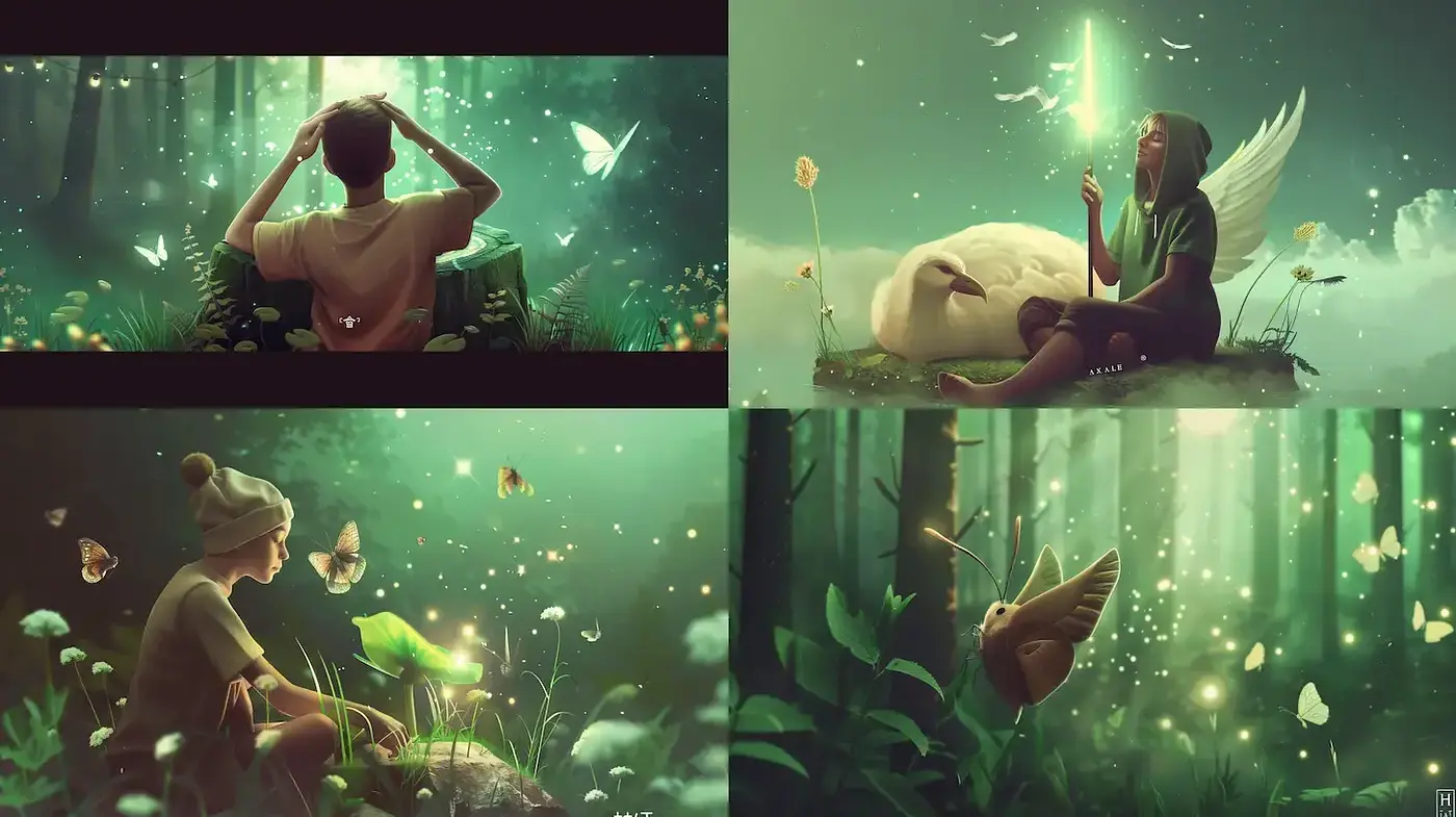 Enchanting Forest Dreamscapes with Ethereal Light and Soft Textures - Midjourney sref style