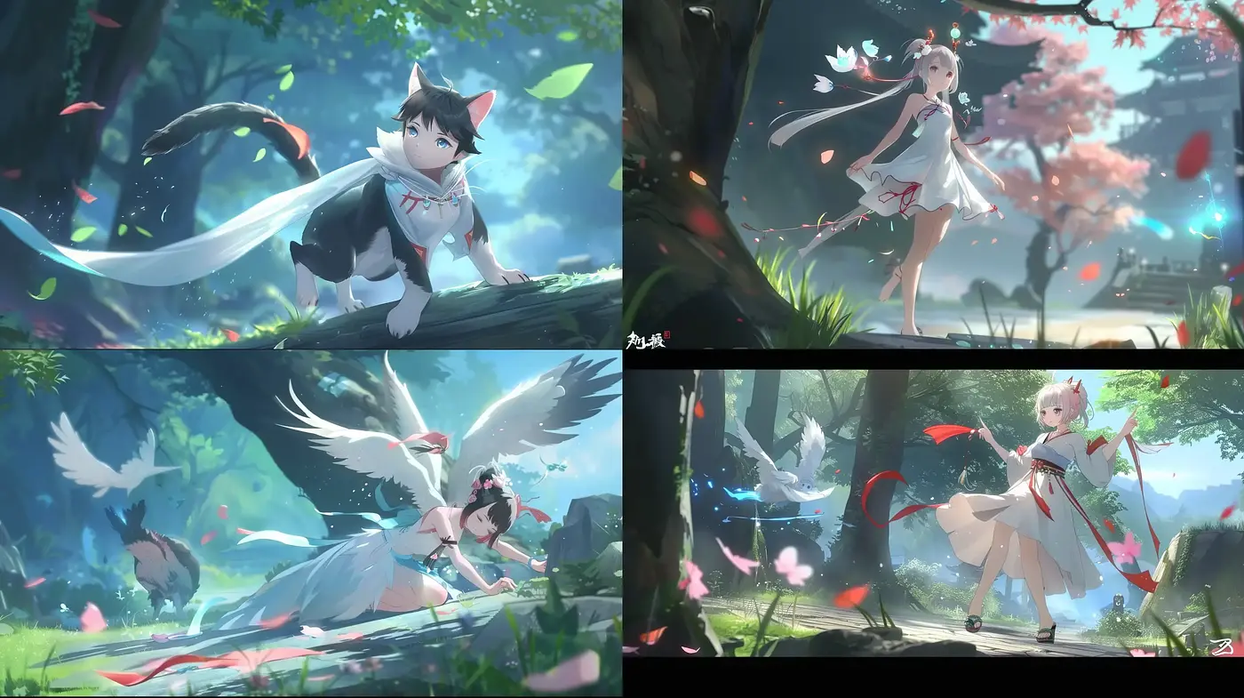 Enchanted Anime Forest with Ethereal Glow and Tranquil Hues - Midjourney sref style
