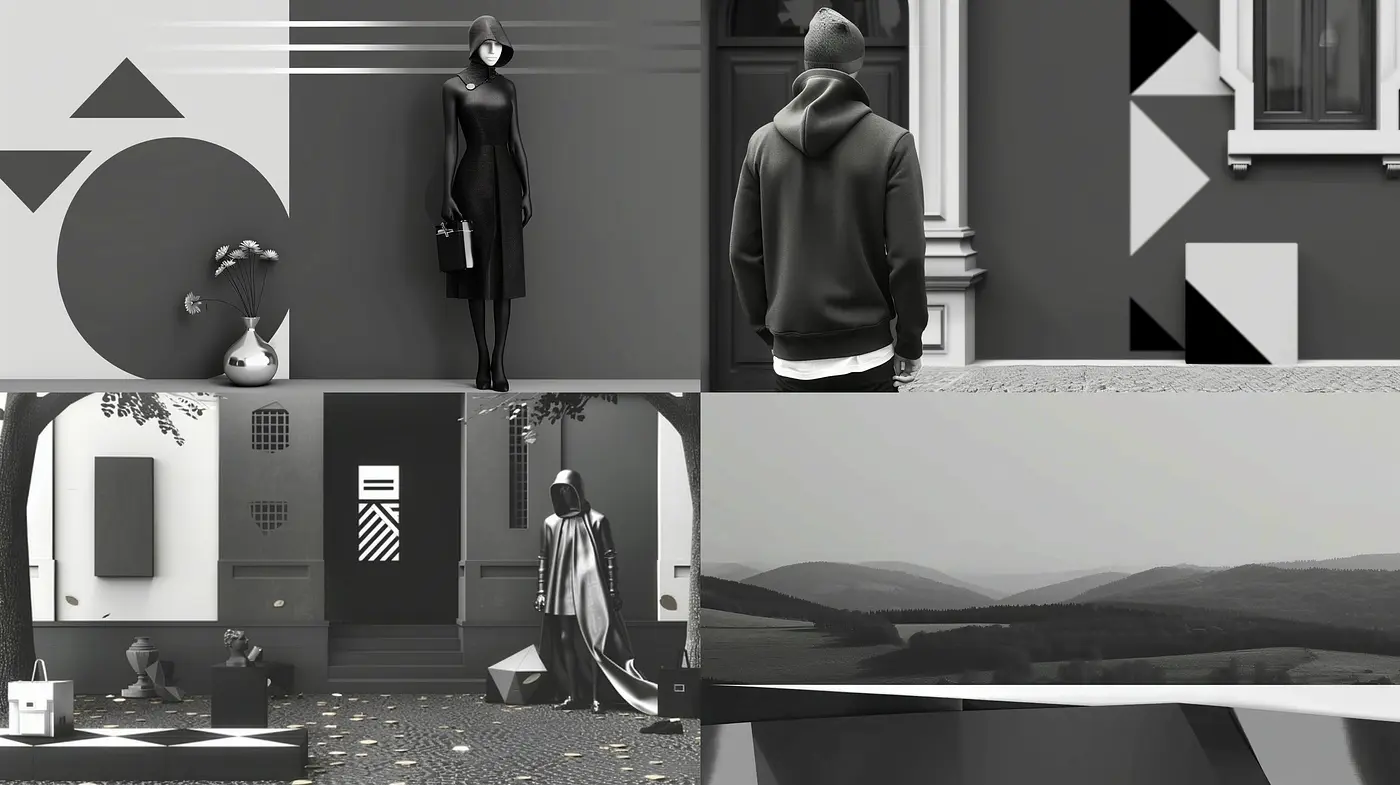 Monochromatic Tranquility: A Seamless Blend of Modern and Classic Elegance in Grayscale - Midjourney sref style