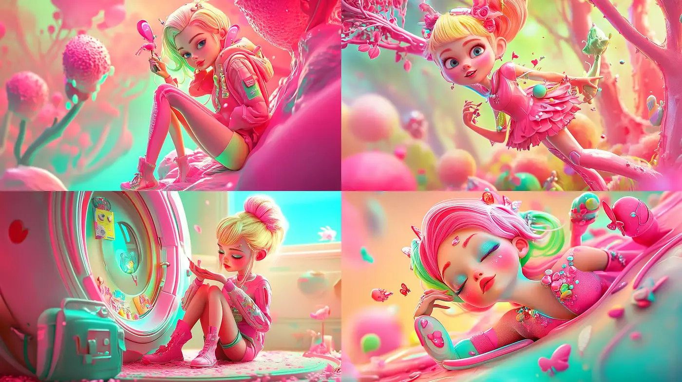 Candy-Colored Dreamscapes with Surreal Whimsy - Midjourney sref style