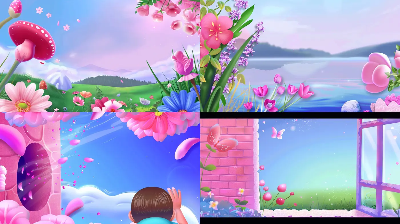 Dreamlike Pastel Vistas: A Harmonious Blend of Surreal Landscapes and Whimsical Flora - Midjourney sref style