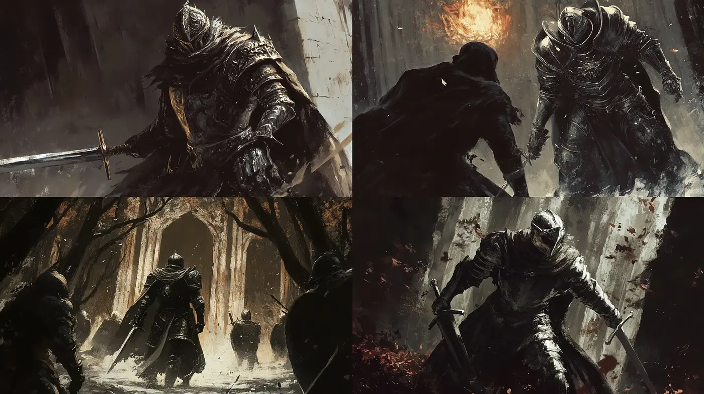 Gritty Dark Fantasy Art with a Somber Tone - Midjourney sref style