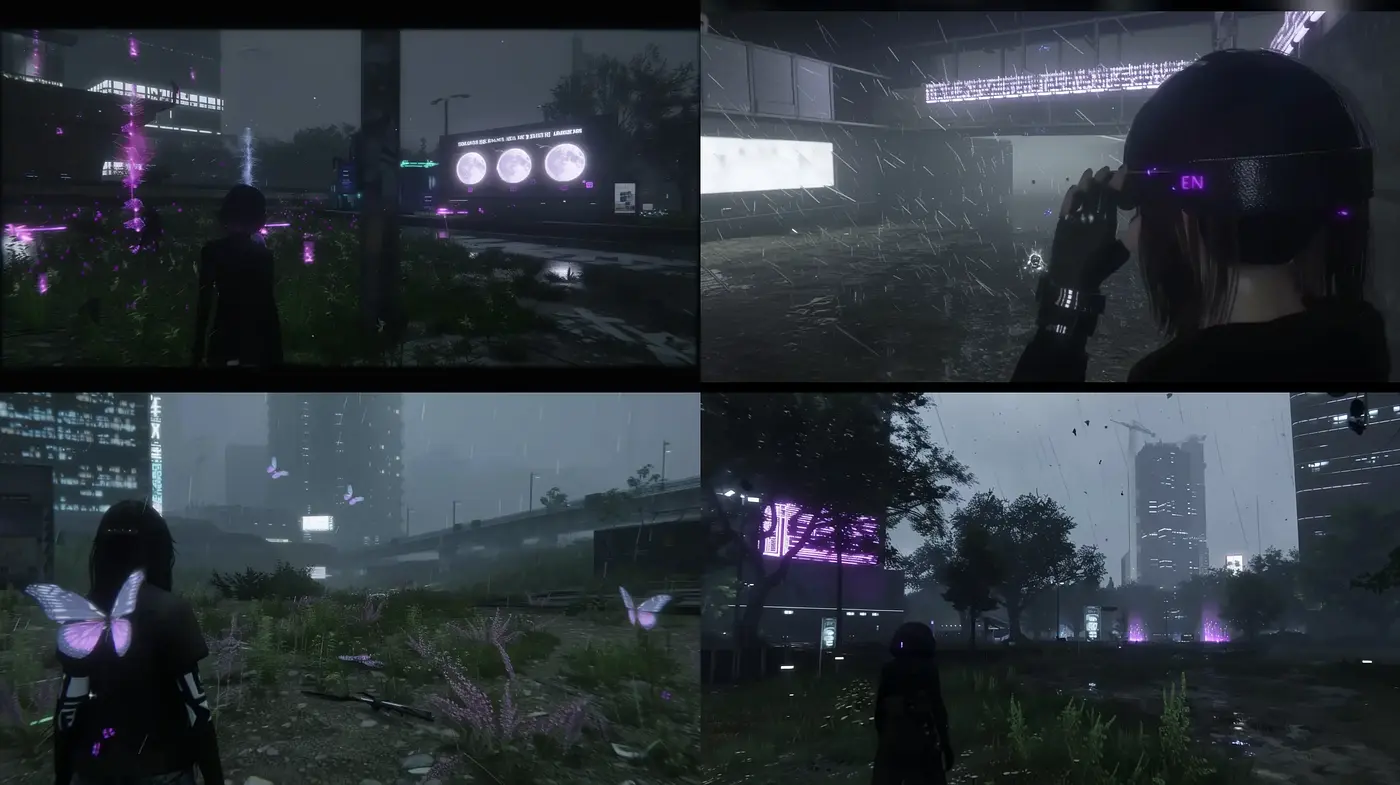 Neon Noir Cyberpunk Dreamscape - Midjourney sref style