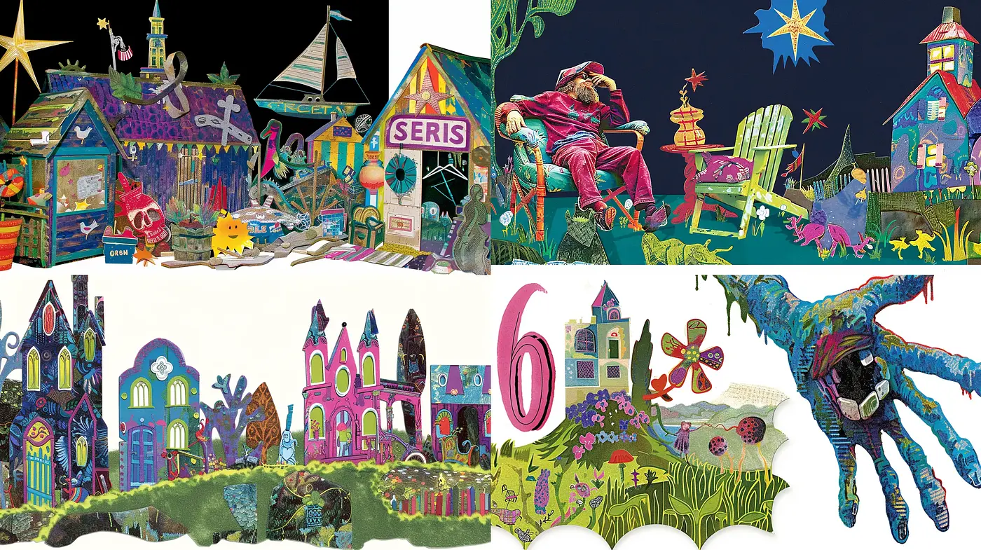 Vibrant Patchwork Quilt of Vivid Hues and Whimsical Shapes - Midjourney sref style