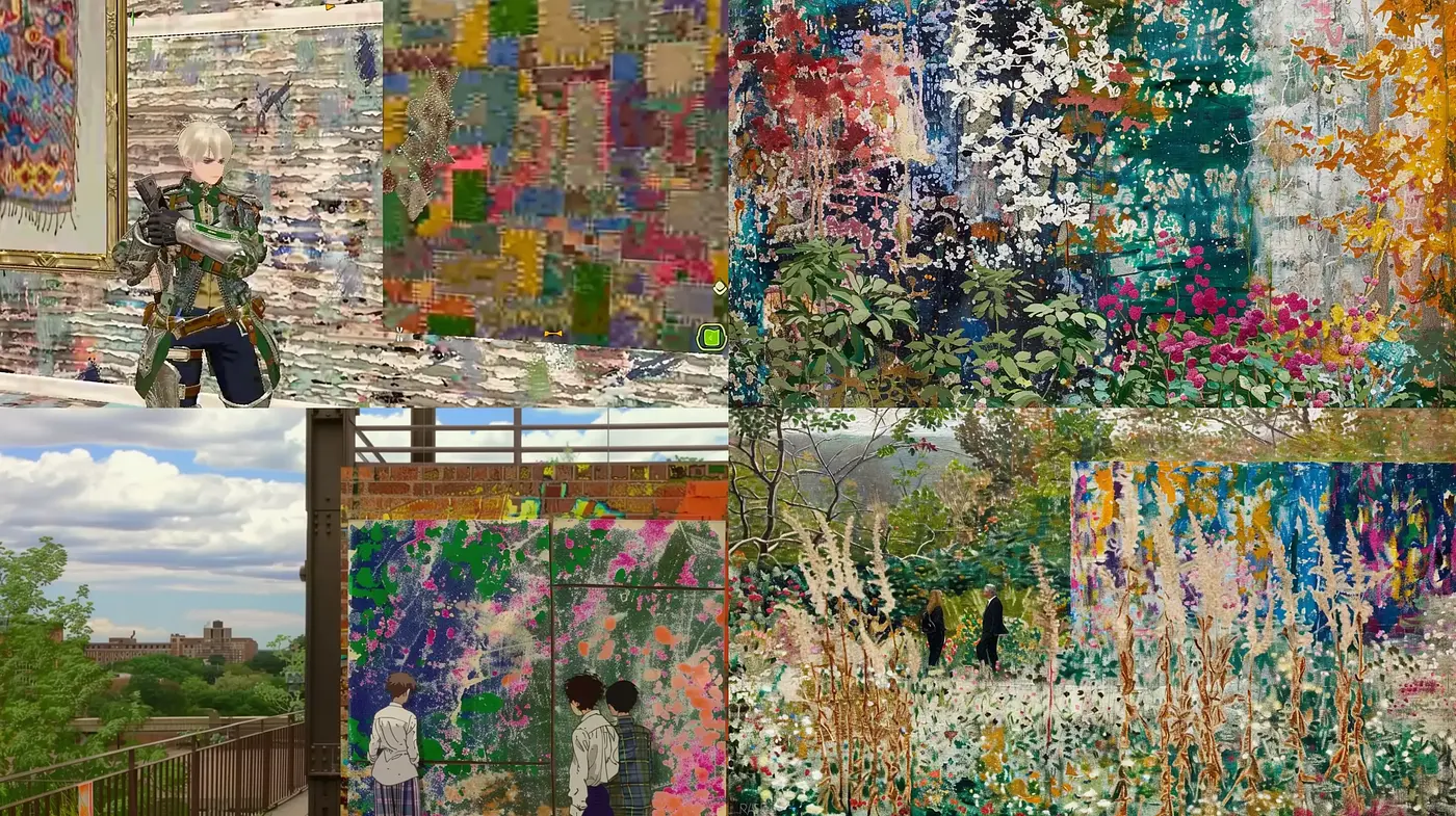 Abstract Textural Fusion in Diverse Scenes - Midjourney sref style