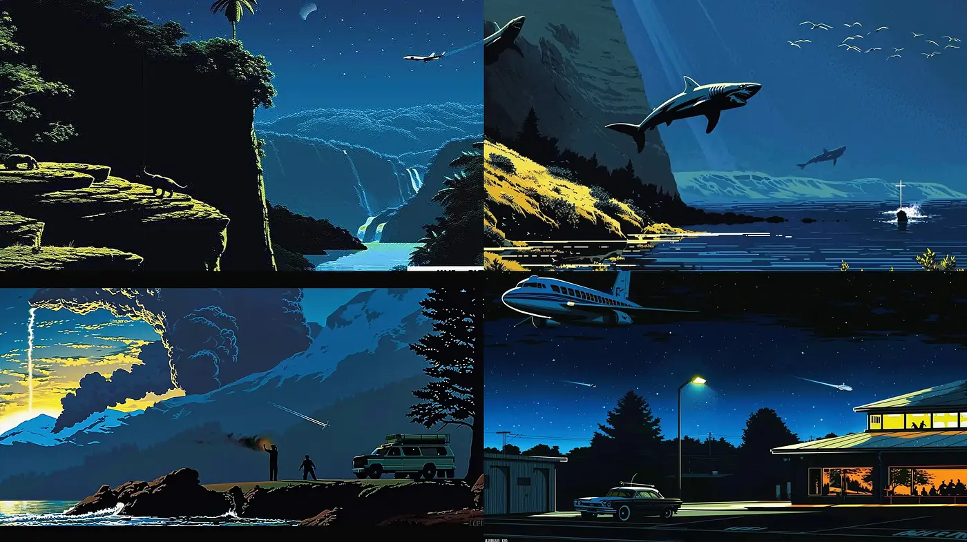 Nocturnal Serenity: A Homage to Retro Futurism - Midjourney sref style