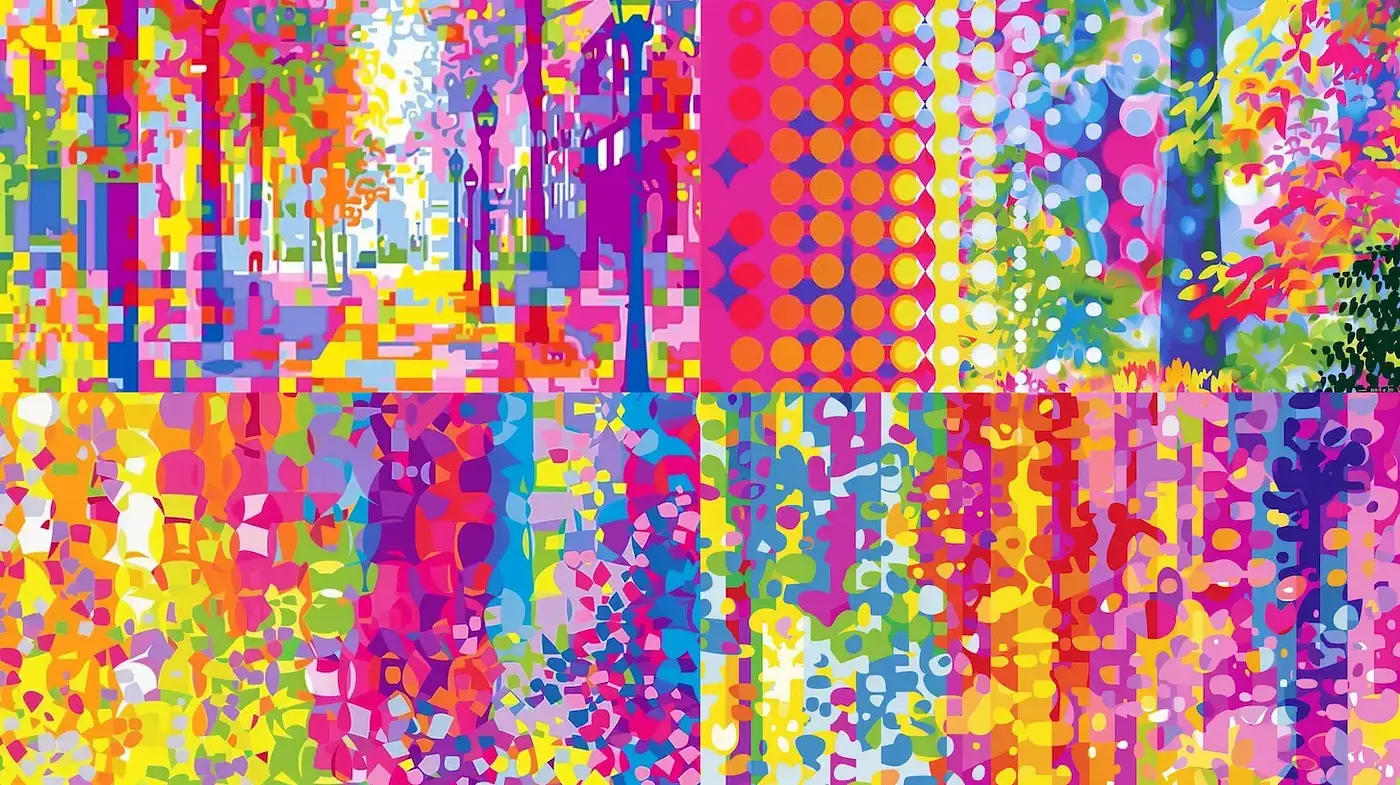 Vibrant Patchwork of Chromatic Abstraction - Midjourney sref style