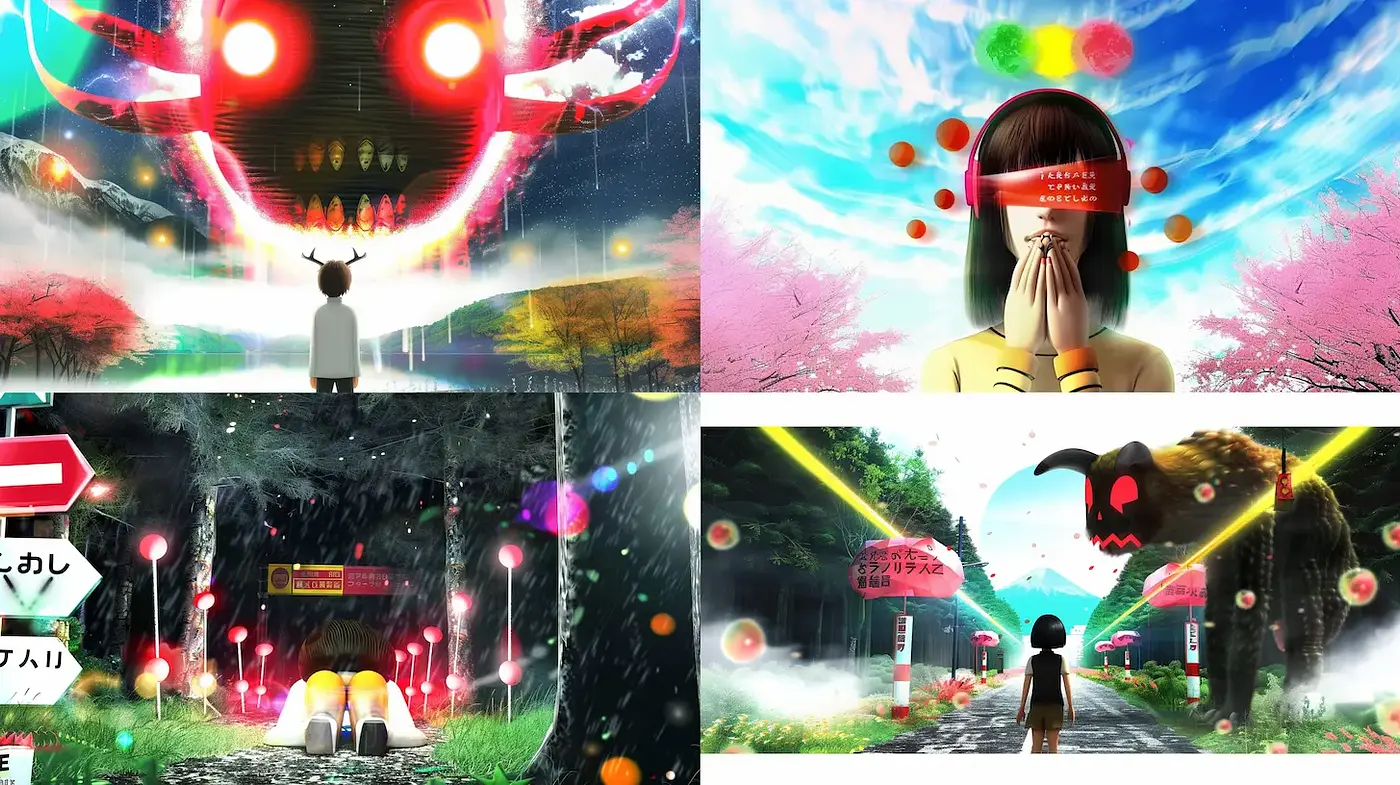 Surreal and vibrant blend of nature and fantasy with an ethereal touch - Midjourney sref style