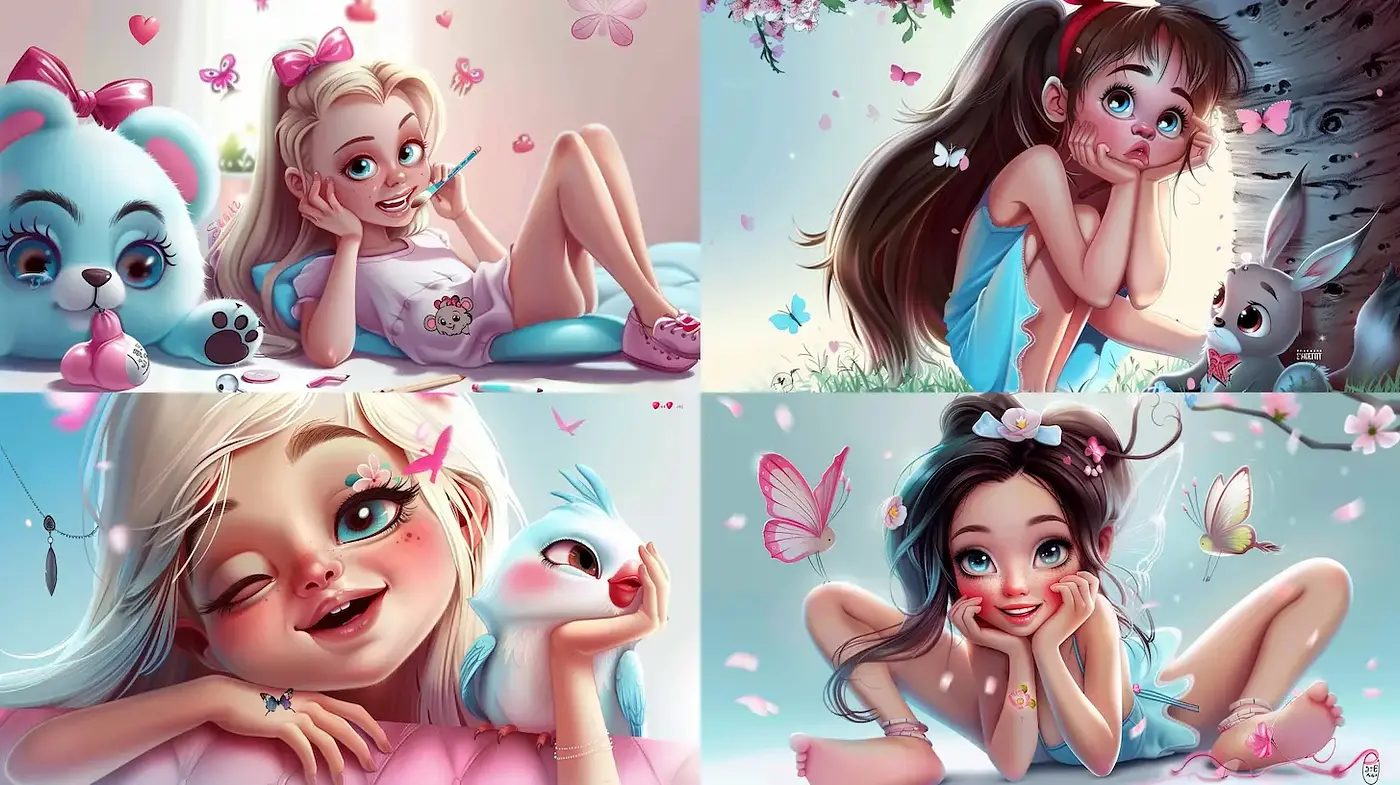 Charming and Whimsical Portraits with Playful Elements - Midjourney sref style
