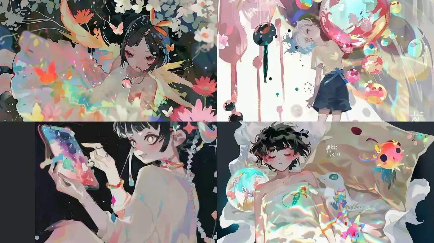 Ethereal Dreamscape with Playful Colors and Fluid Forms - Midjourney sref style