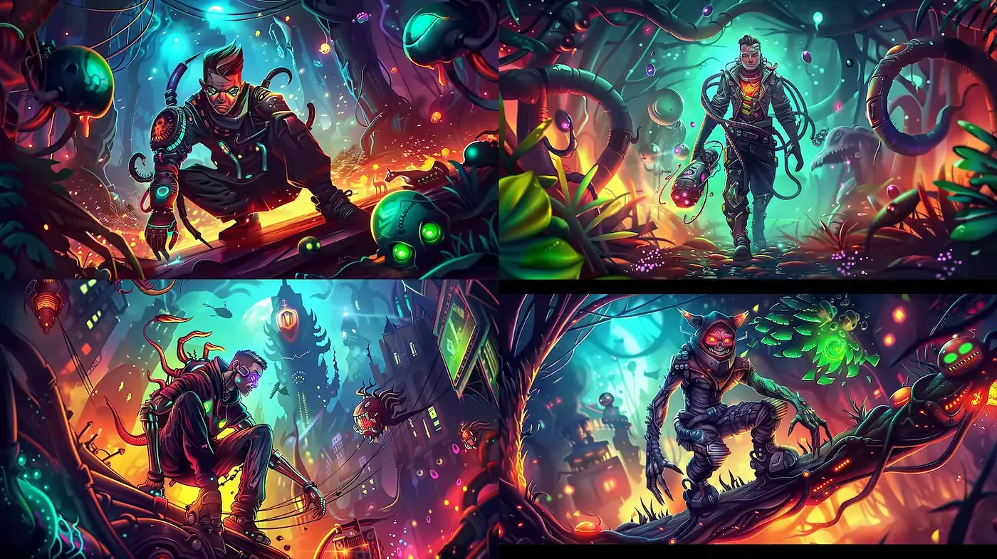 Vibrant and Enigmatic Neo-Futuristic Aesthetic - Midjourney sref style