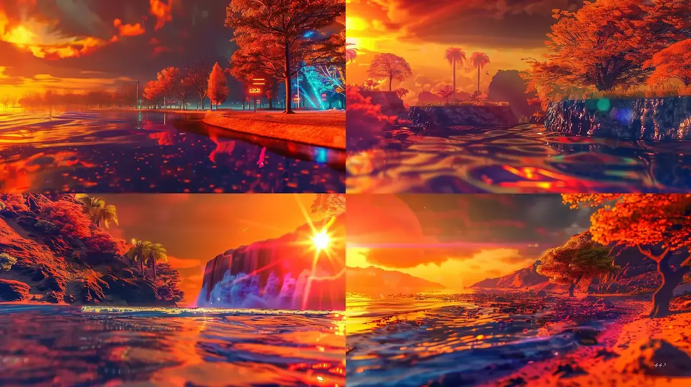 Dynamic and Vivid Atmospheric Landscapes with a Surreal Touch - Midjourney sref style