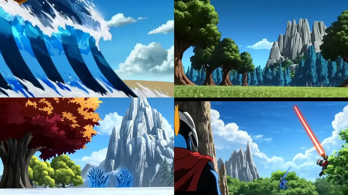 Ethereal Animated Landscapes: A Fusion of Vibrant Colors and Serenity - Midjourney sref style