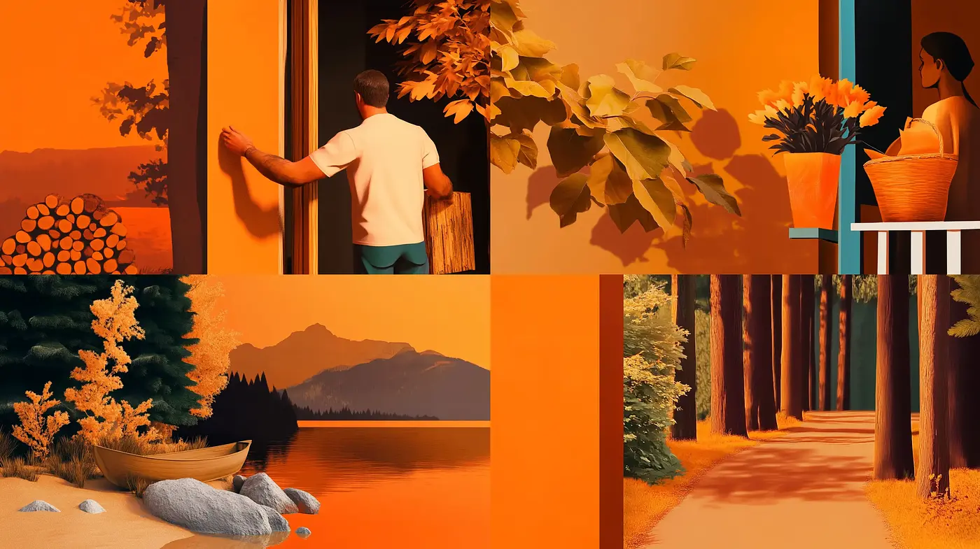 Autumnal Hues and Serene Contemplation: An Exploration in Warmth and Texture - Midjourney sref style