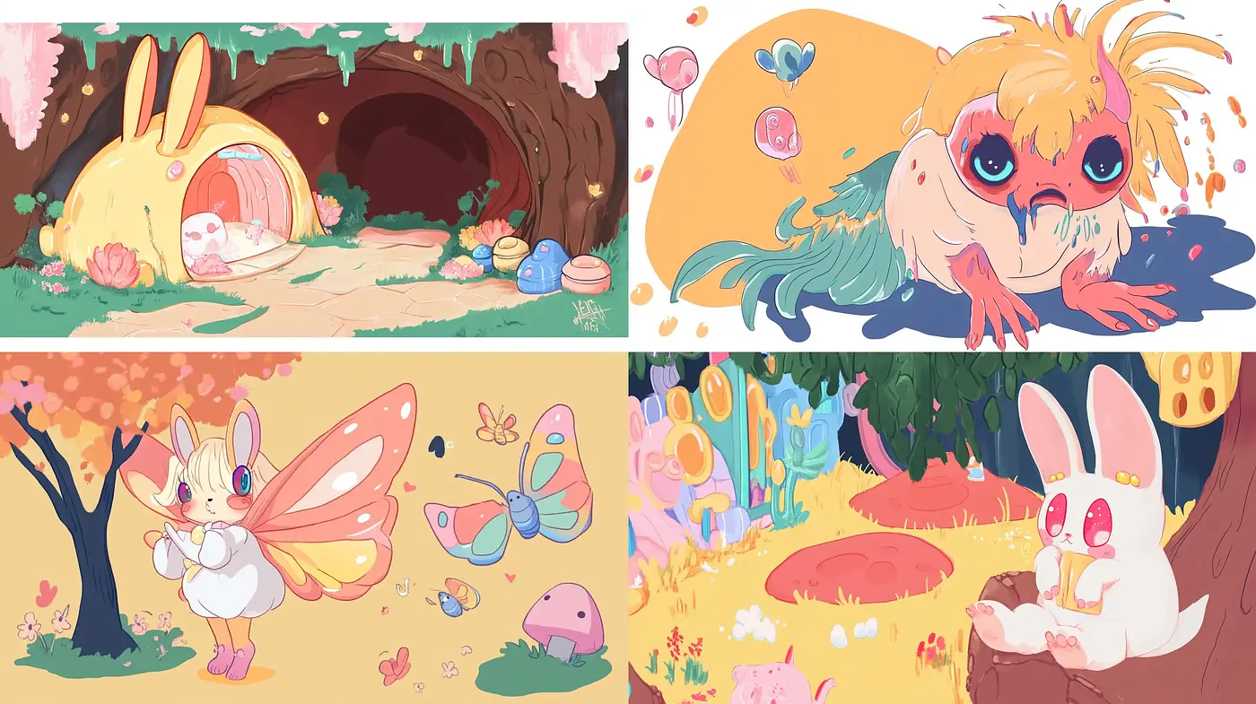 Enchanted Pastel Dreamscape Illustrations - Midjourney sref style