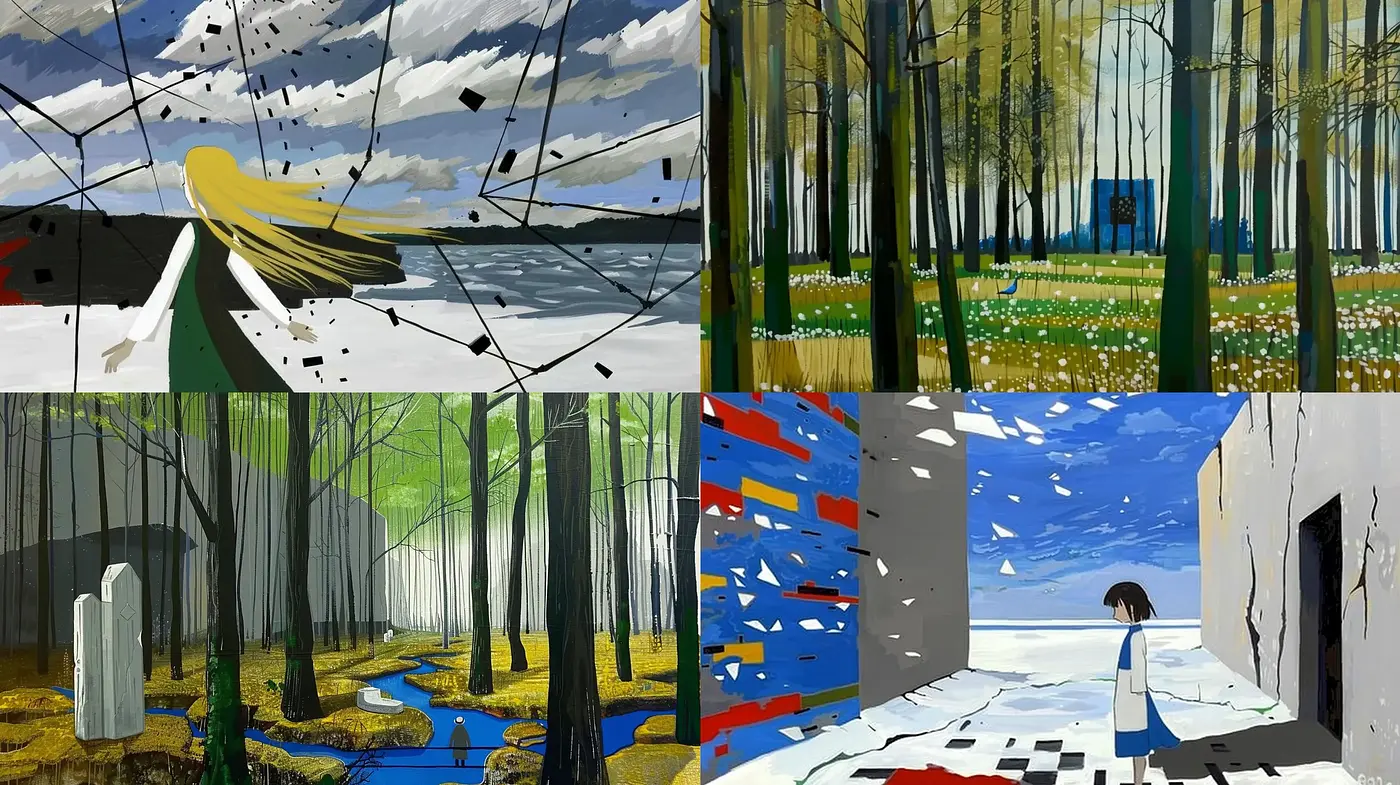 Stylized Interpretation of Nature with Abstract Geometric Forms - Midjourney sref style