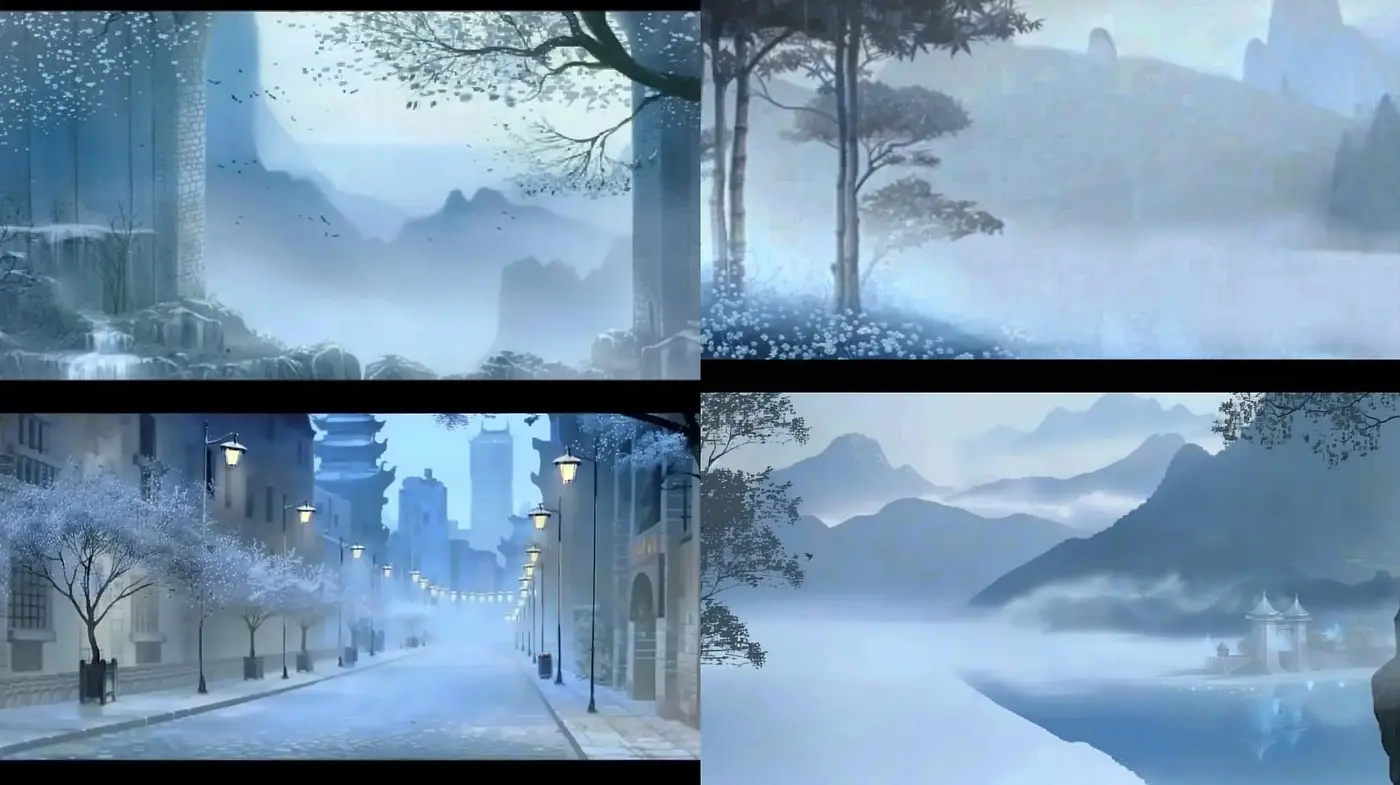 Ethereal Blue Mists of a Dreamy World - Midjourney sref style