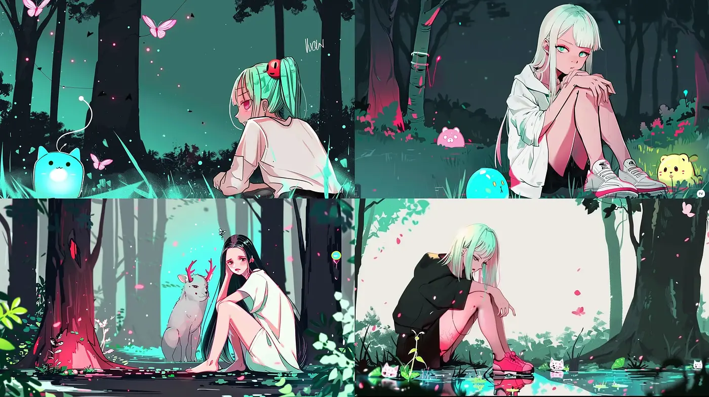 Enigmatic Neon Nocturne: A Contemporary Anime-Inspired Dreamscape - Midjourney sref style