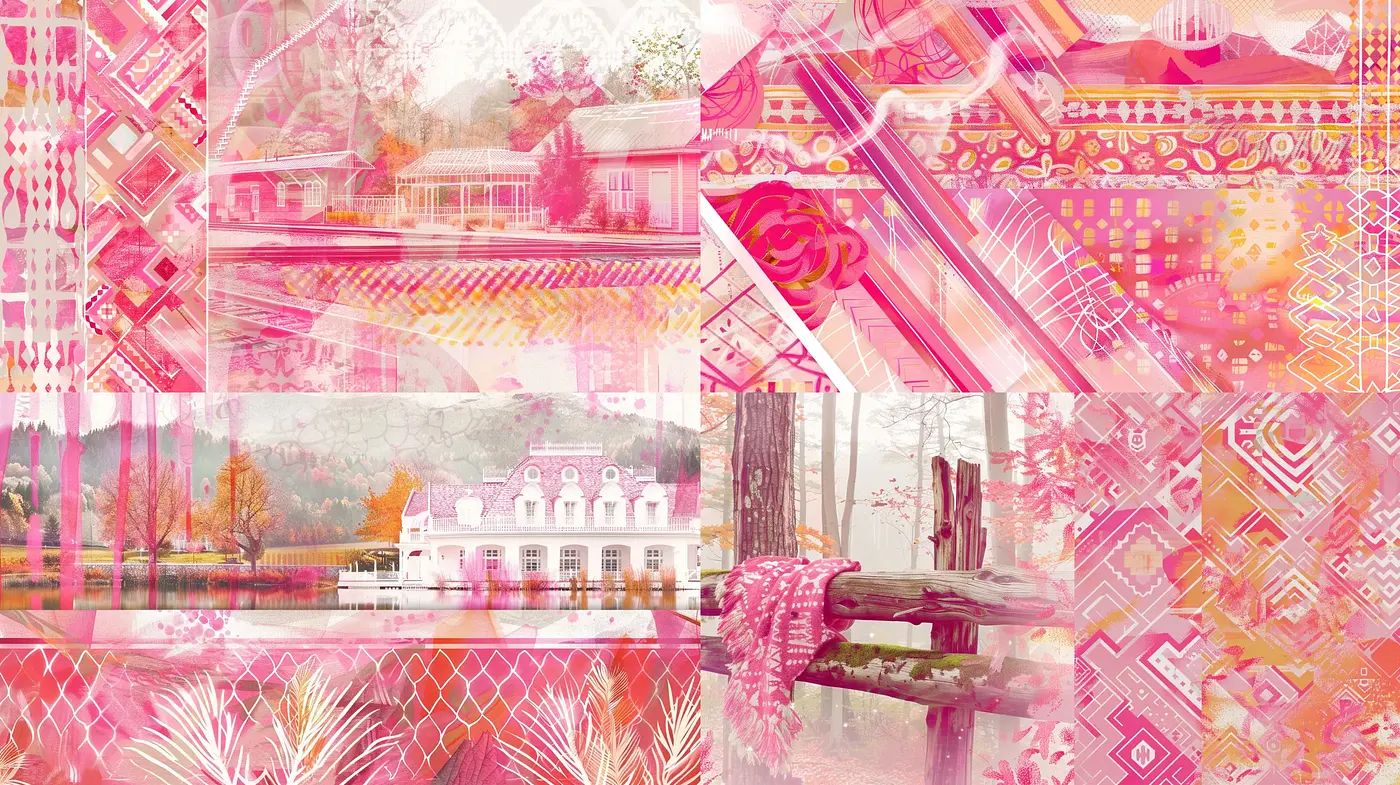Ethereal Overlay of Vintage Geometry and Pastel Dreamscapes - Midjourney sref style