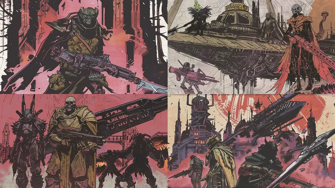 Dystopian Wasteland: A Gritty, Ink-Washed Graphic Novel Vision - Midjourney sref style
