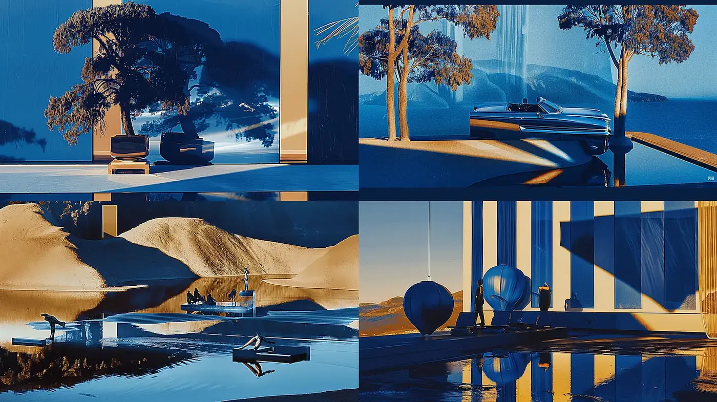 Futuristic and Harmonious Landscape with Minimalistic Elements - Midjourney sref style