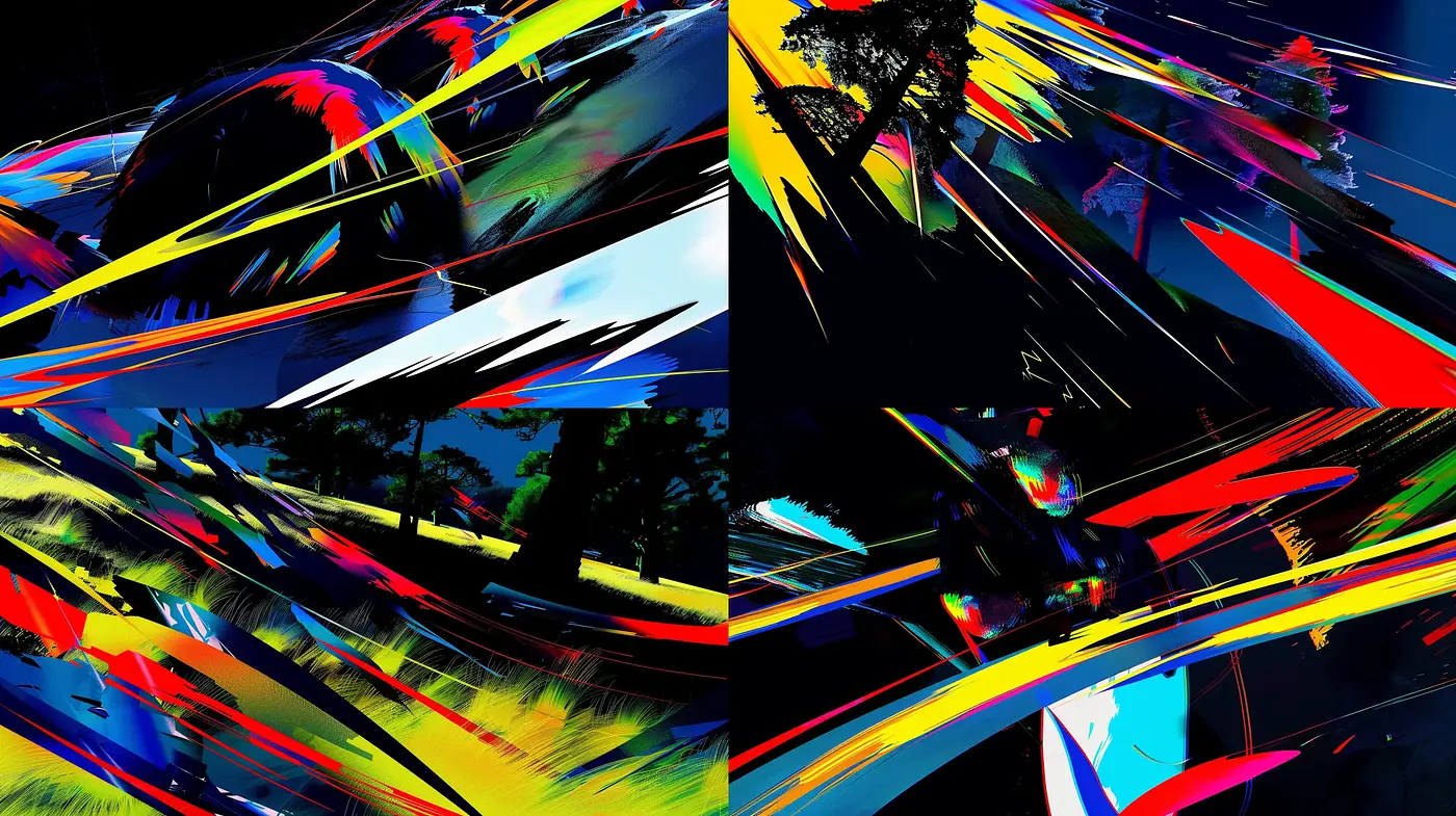 Dynamic Abstract Expressionism with a Digital Twist - Midjourney sref style