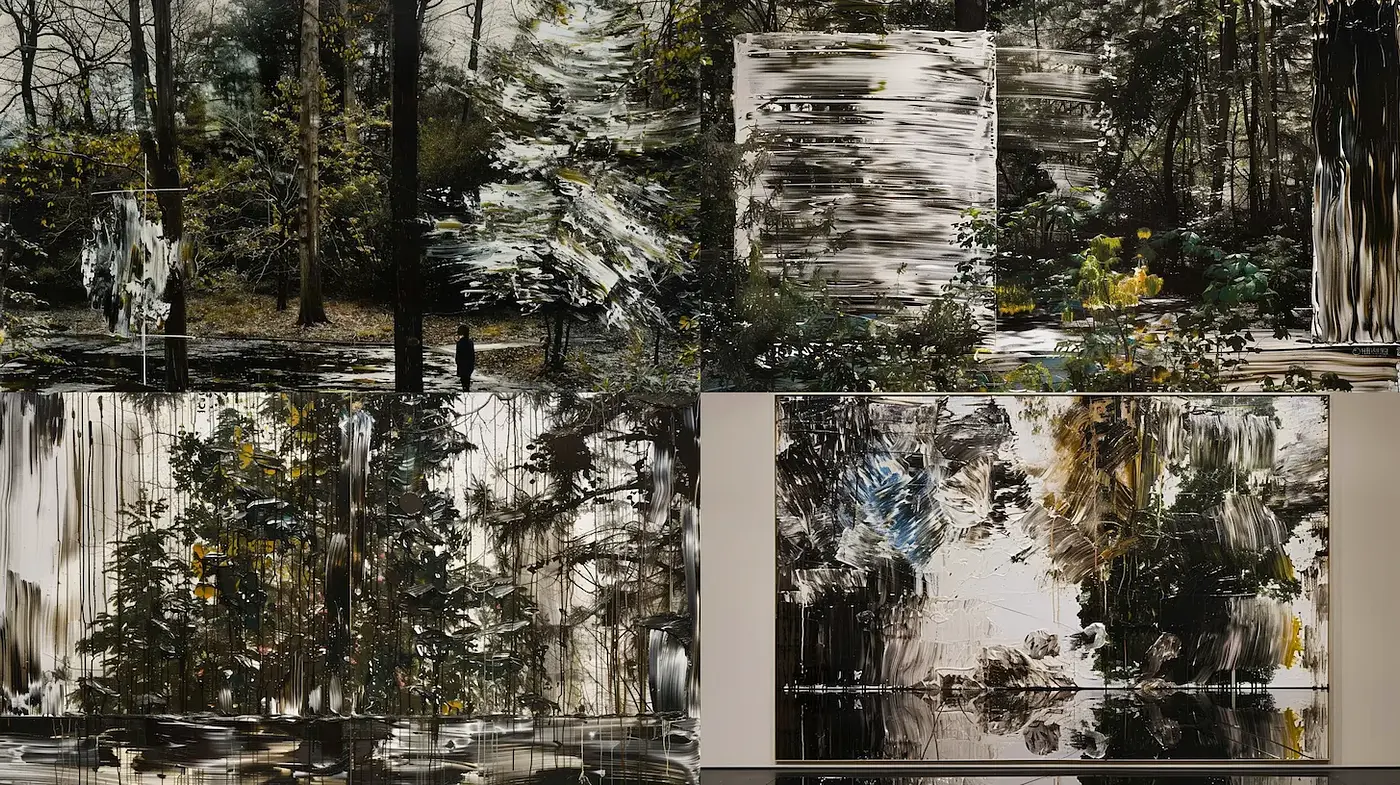 Dynamic Interplay of Nature and Abstraction with Brushstroke Techniques - Midjourney sref style