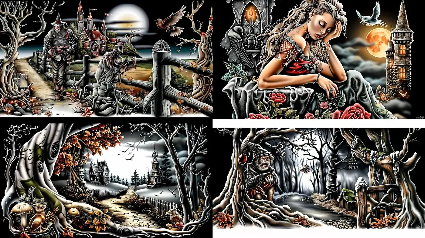 Gothic Fantasy Art with Intricate Details and a Dark Atmosphere - Midjourney sref style