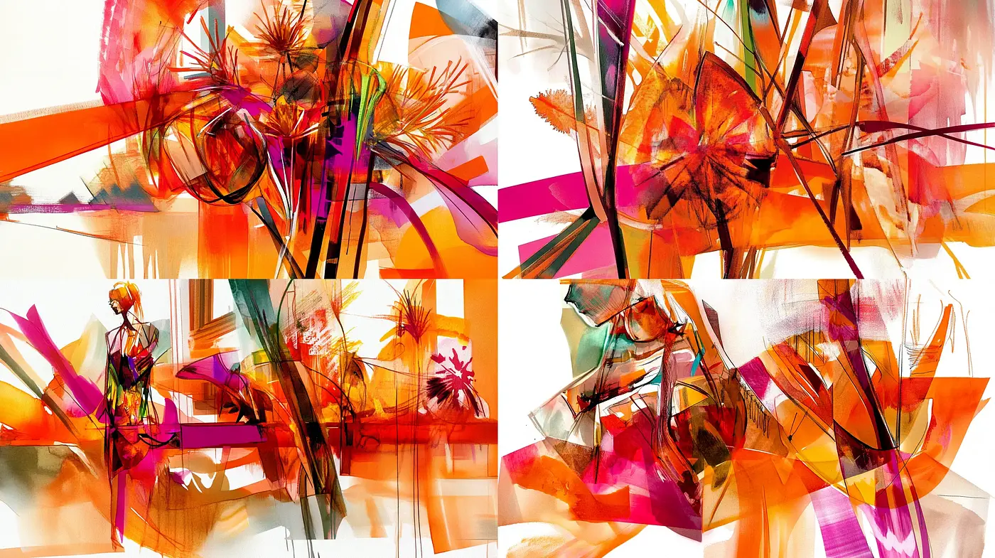 Autumnal Chromatic Flux: Abstract Ephemeral Artistry - Midjourney sref style